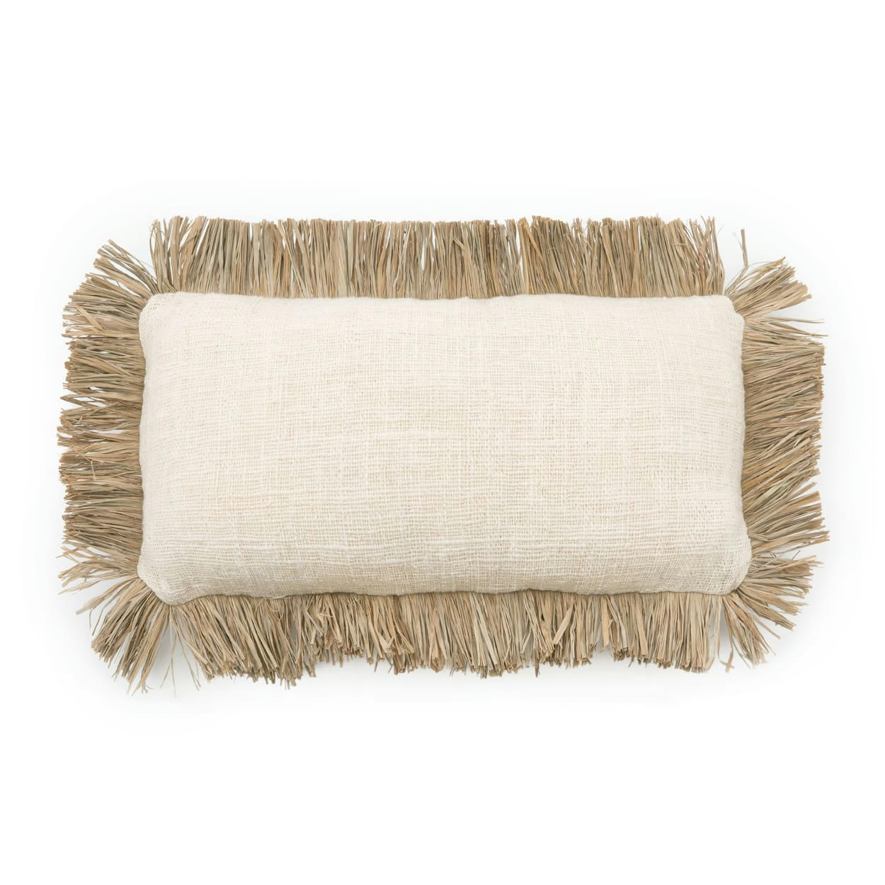 SAINT TROPEZ - Coussin en coton et raphia naturel blanc 30x50