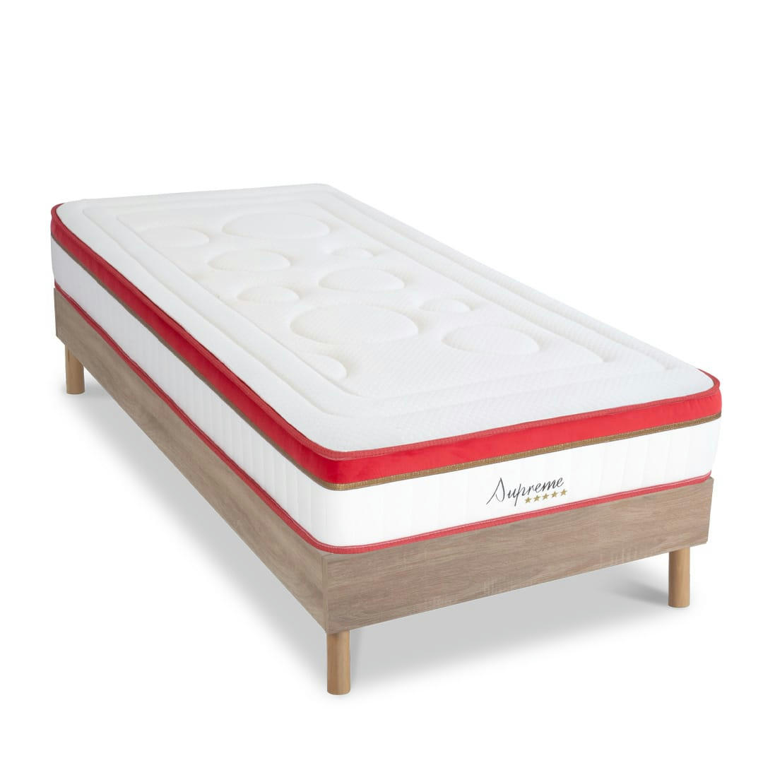 SUPREME - Ensemble matelas à Mémoire de forme et sommier bois 90x190