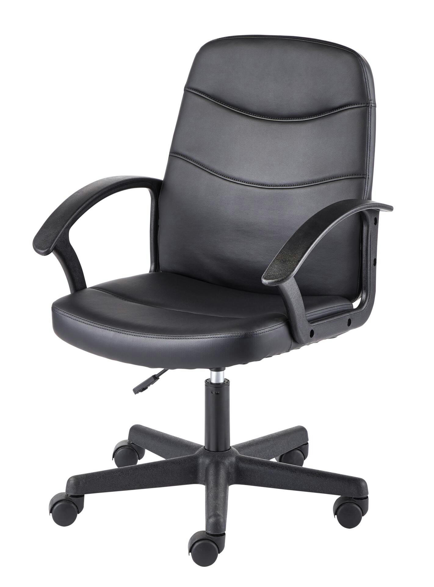 For Living Faux Leather Height Adjustable Executive Swivel Office/Desk Chair, Black