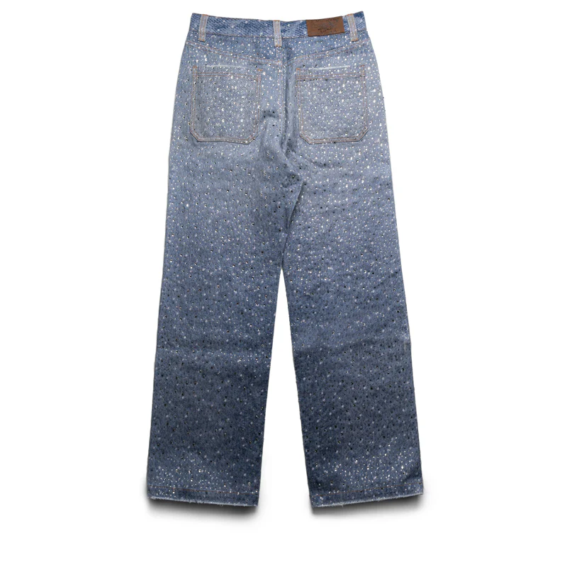 Birth Of Royal Child 3D Printing Washed 20K Swarovski Diamond Boro Denim - Blue