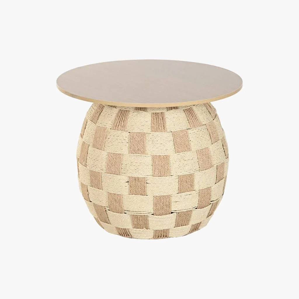 Mesa de Apoio Madeira e Corda 60x60x46 VEREDA