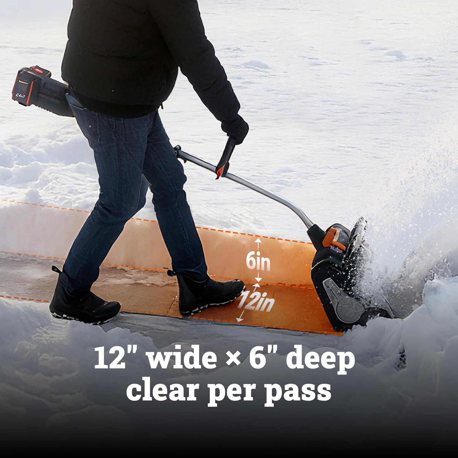 WORX Nitro 40V 12'' Cordless Snow Shovel  Electric Snow Thrower for 4-Car Driveway  Snow Removal with Brushless Motor & 2 Speed Control  2 × 4.0 Ah Batteries and Charger Included  WG460