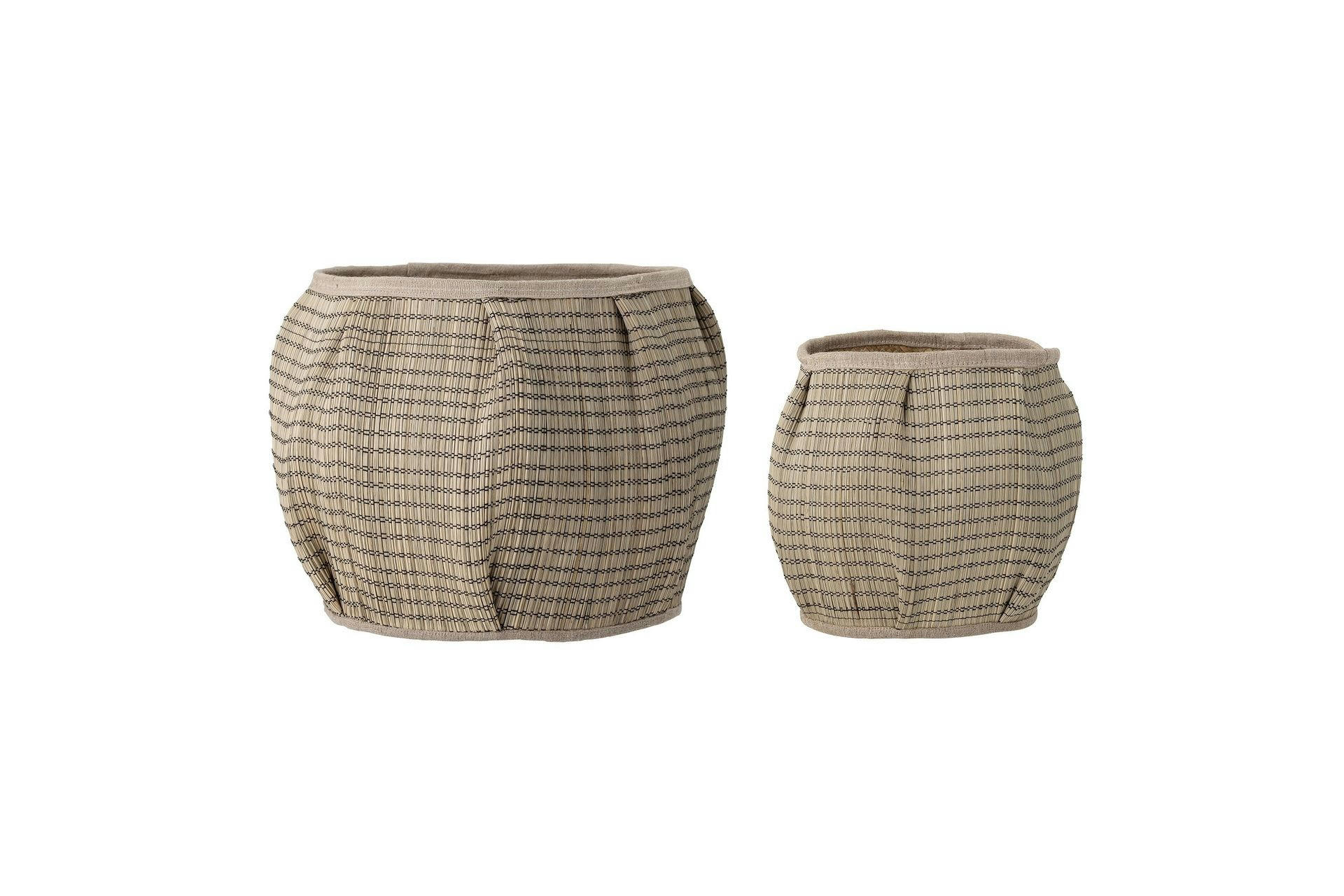 DIORA - Lot de 2 paniers en crin de mer beige