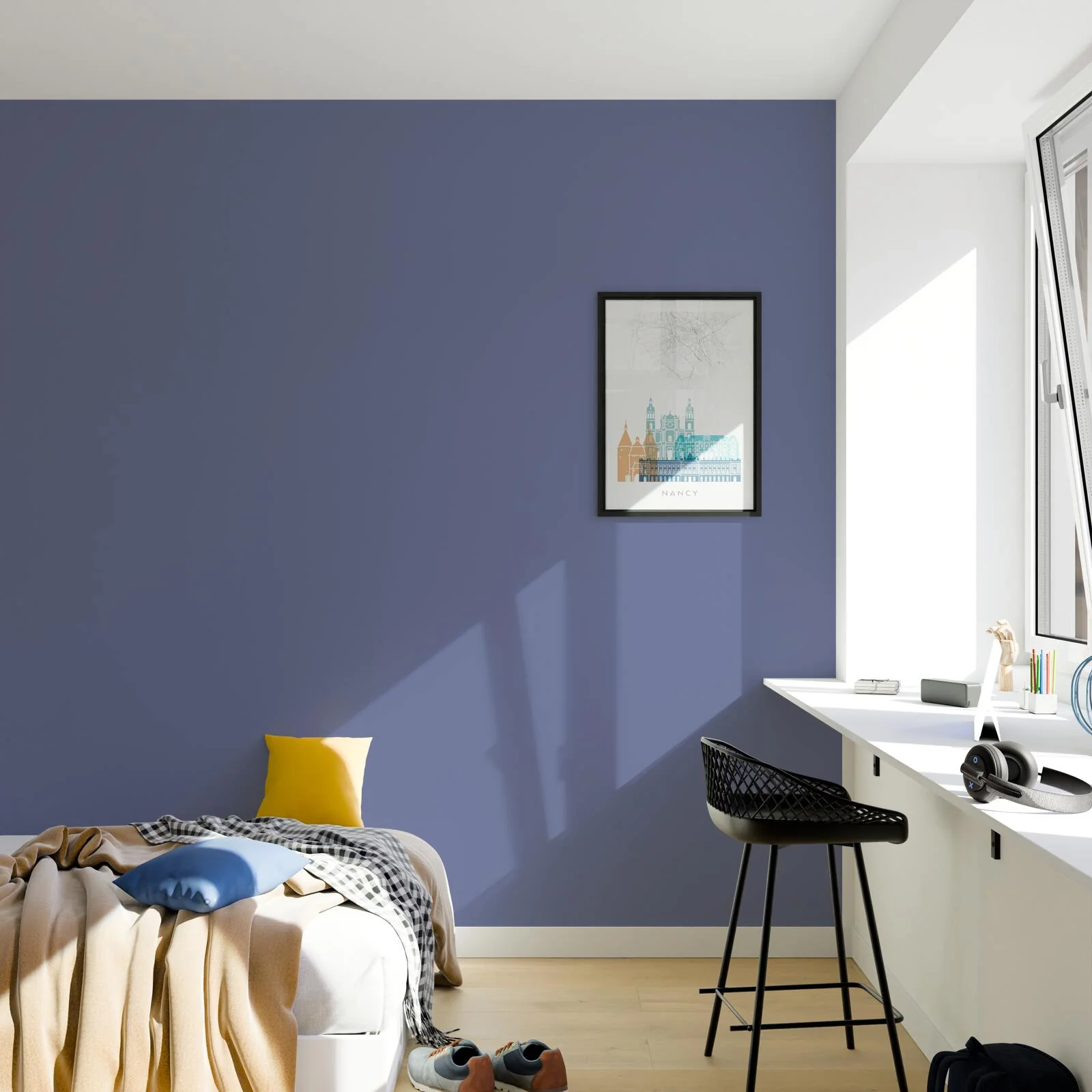 4MURS Papier peint intissé OPAL coloris bleu paon