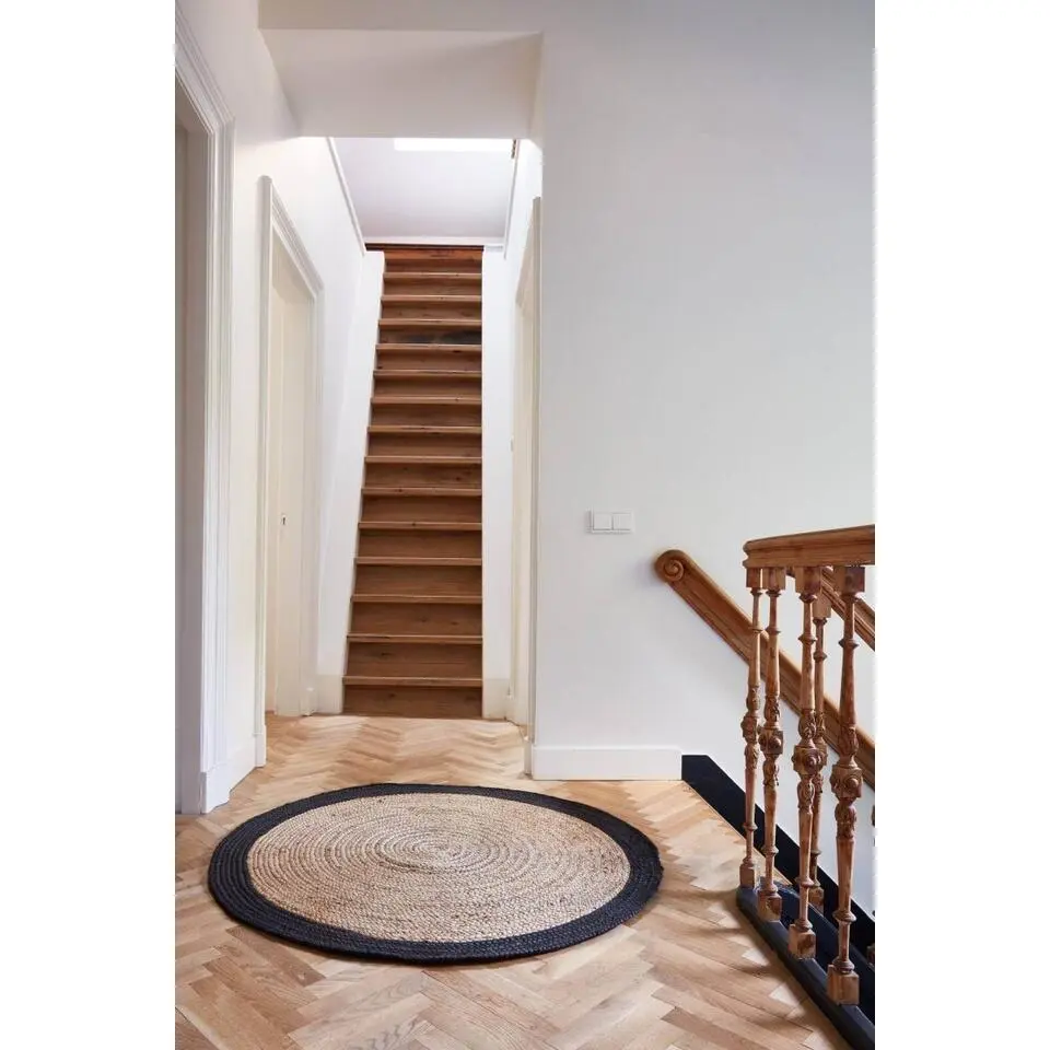 Interieur05 EVA Interior rond Vloerkleed Jute Naturel/Antraciet - 240 x 240 cm