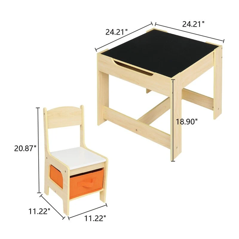 Wooden 3 Pcs Kids' Table & Chair Sets
