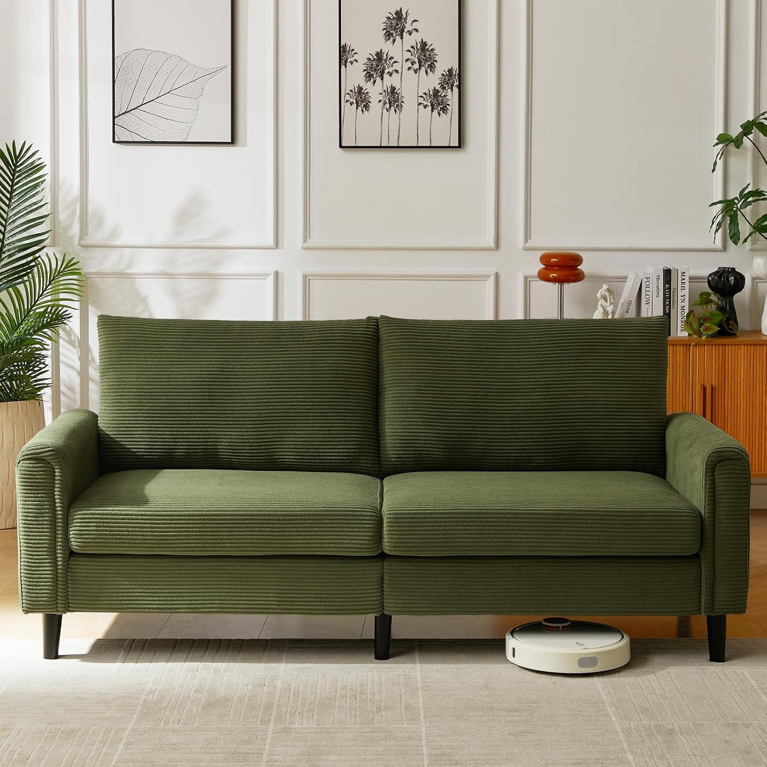 Brelice 80 Loveseat Sofa, Corduroy Couch for Living Room, 24.4 Extra Deep Seats, Mid Century Modern Oversized Love Seat for Bedroom, Office, Apartment and Small Space