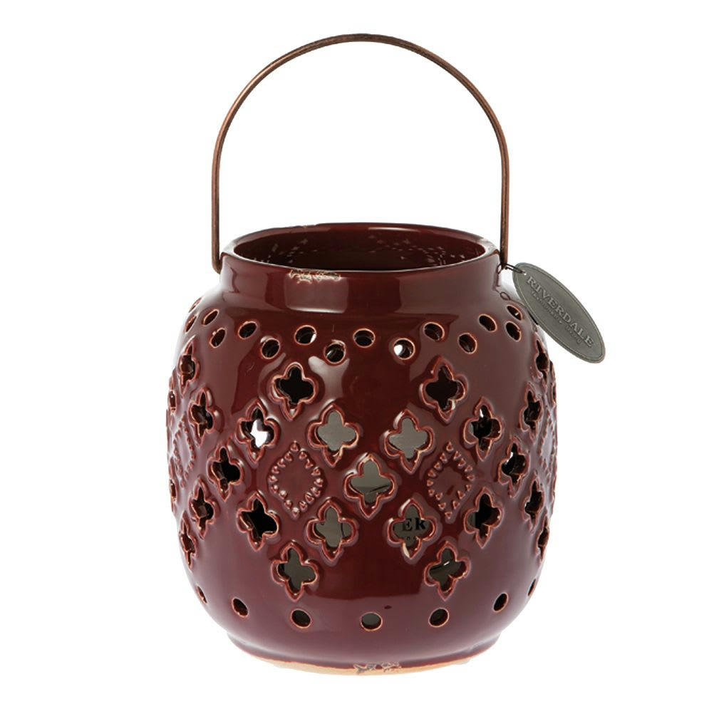 - Porte bougie en céramique bordeaux