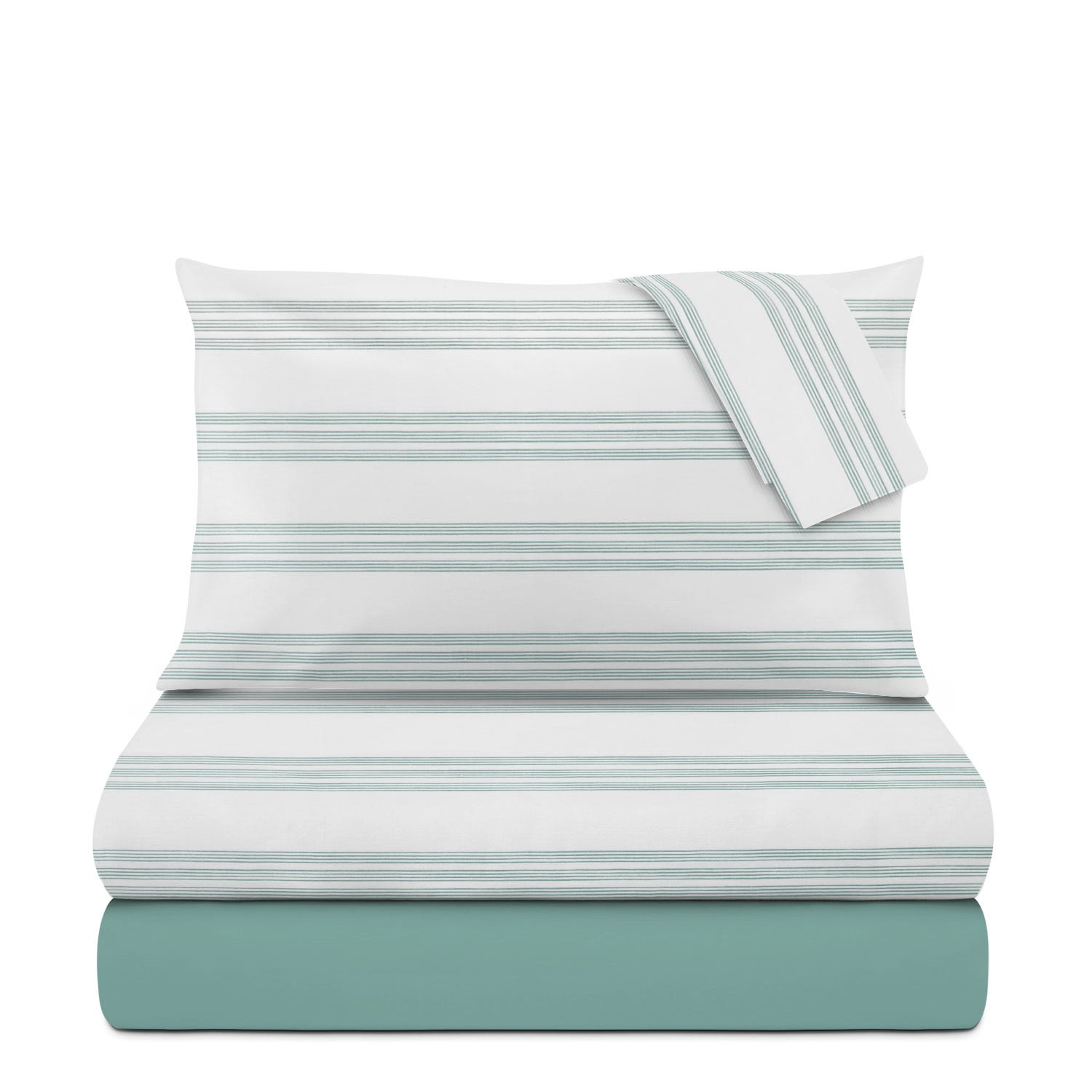 Completo letto matrimoniale righe acqua cotone