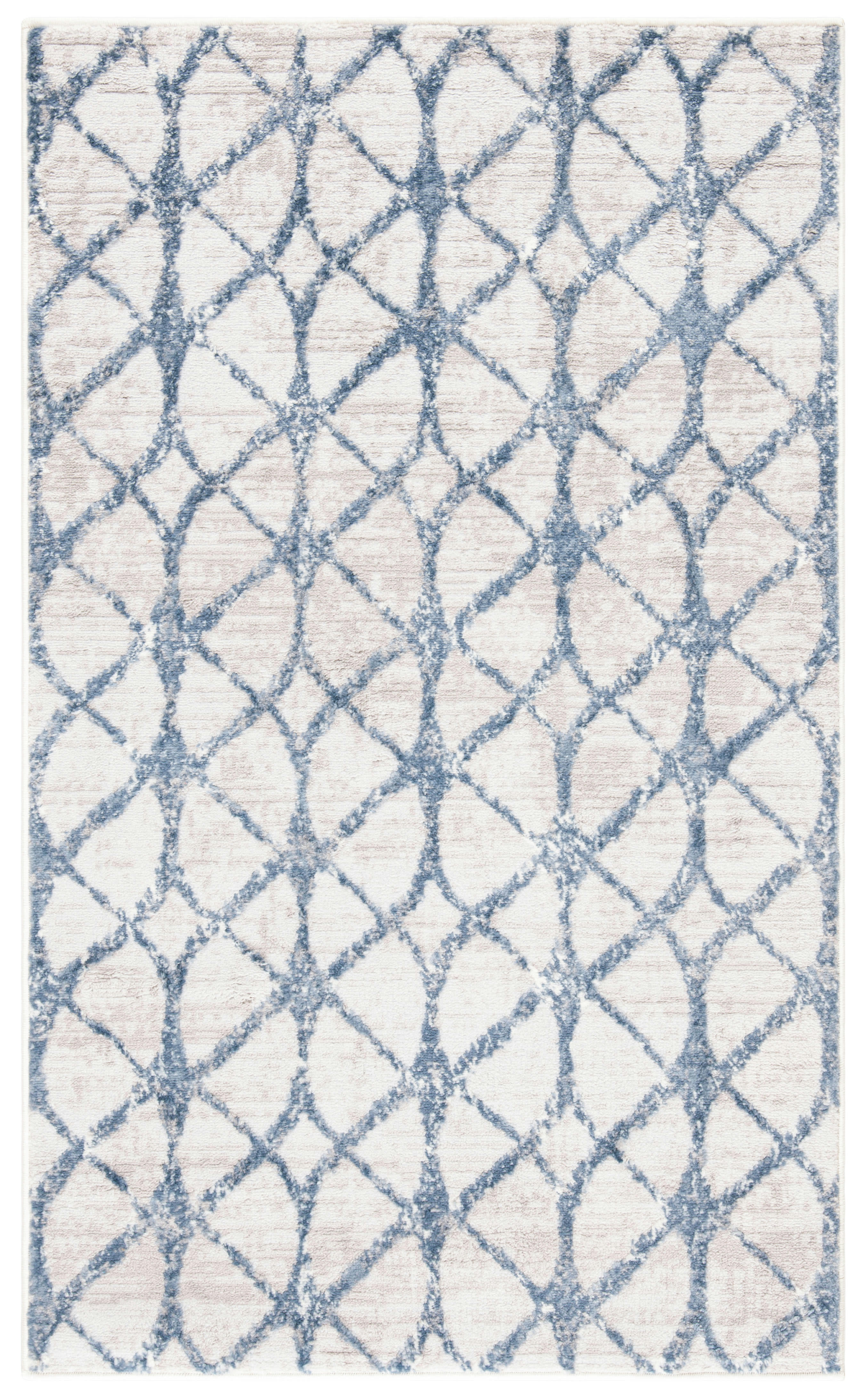 AMELIA - Tapis de salon interieur en gris & bleu, 91 x 152 cm
