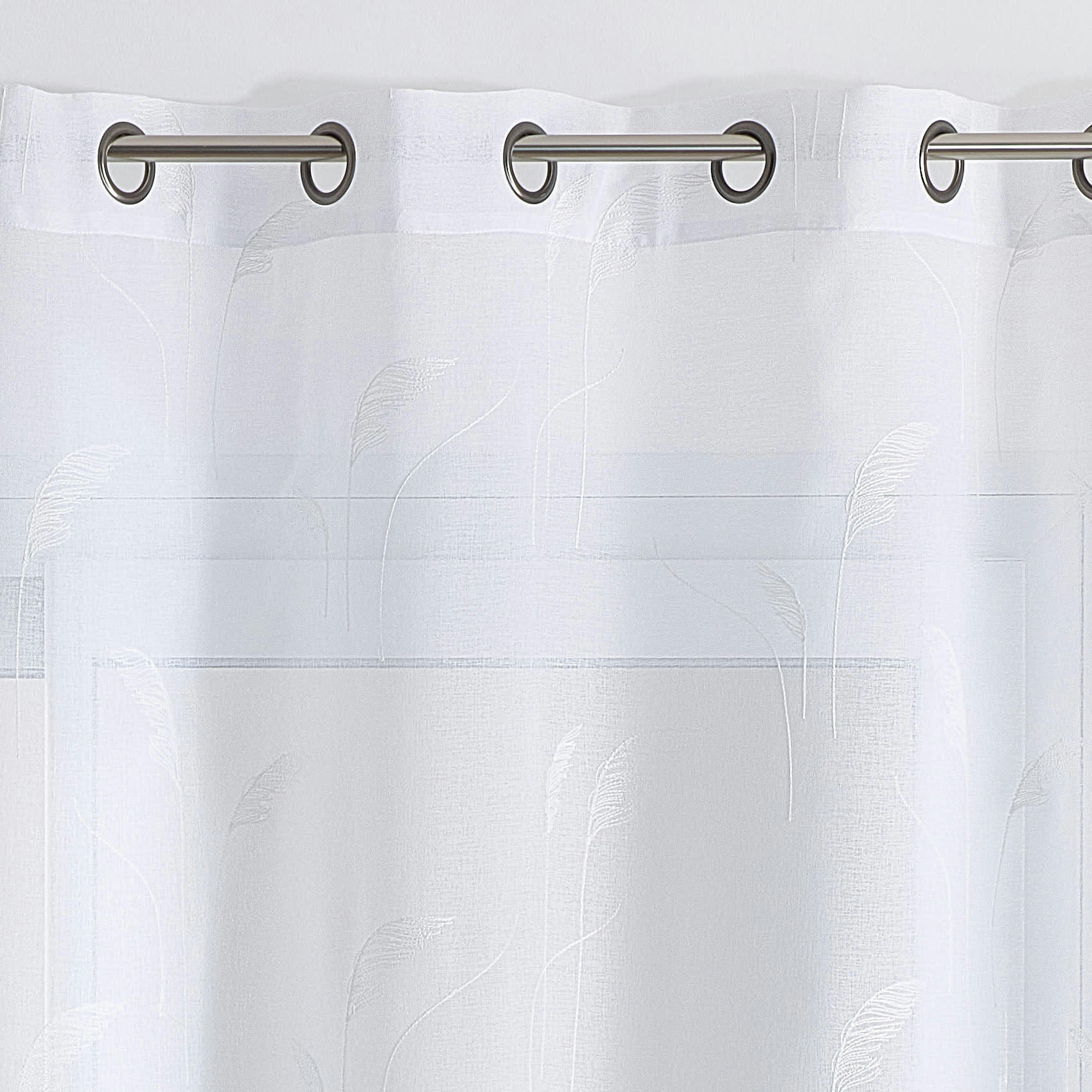 - Voilage brodé de pampas polyester blanc 140x240 cm