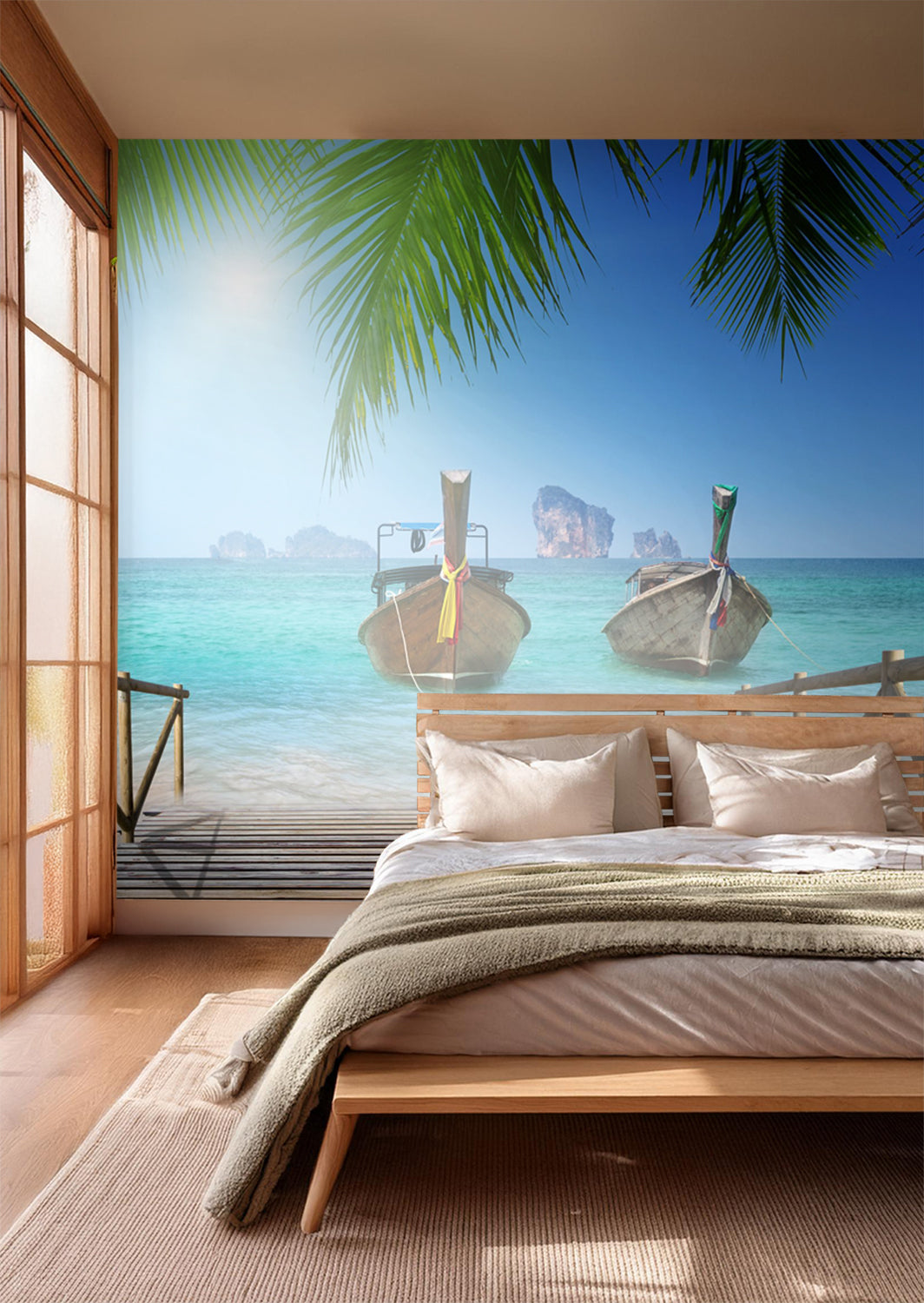Sanders & Sanders fotobehang zeezicht blauw en groen - 375 x 270 cm - 600424