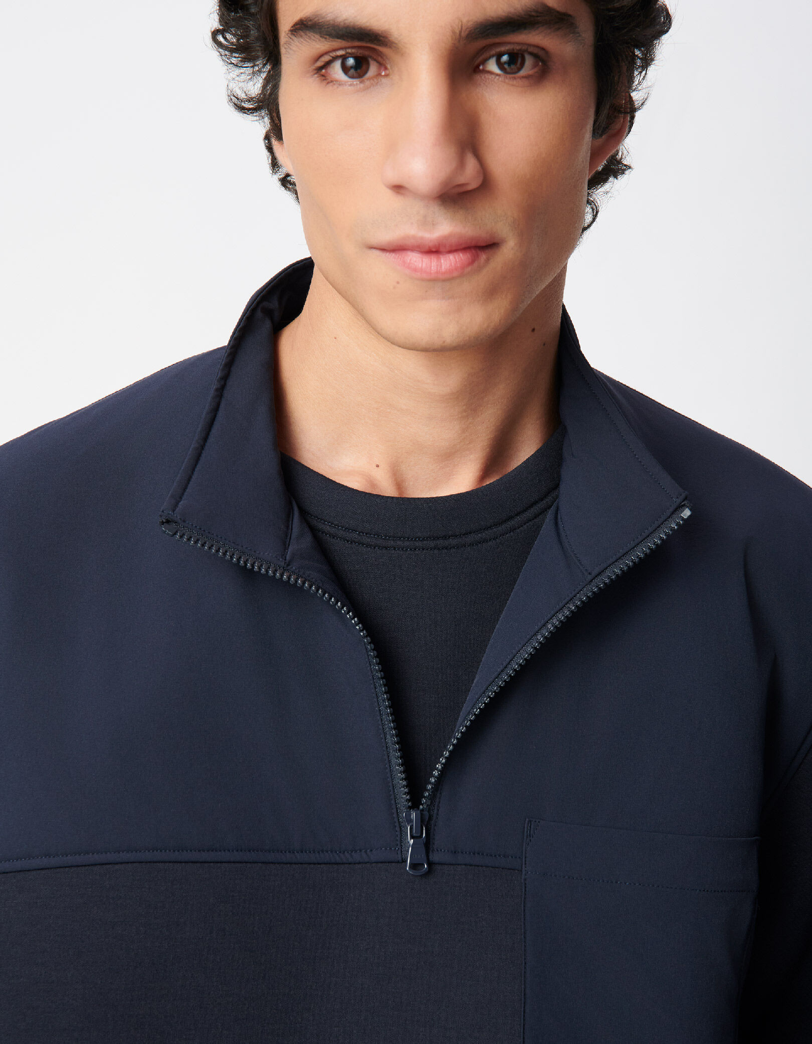 Sweat marine bi-matière EASY CARE Homme