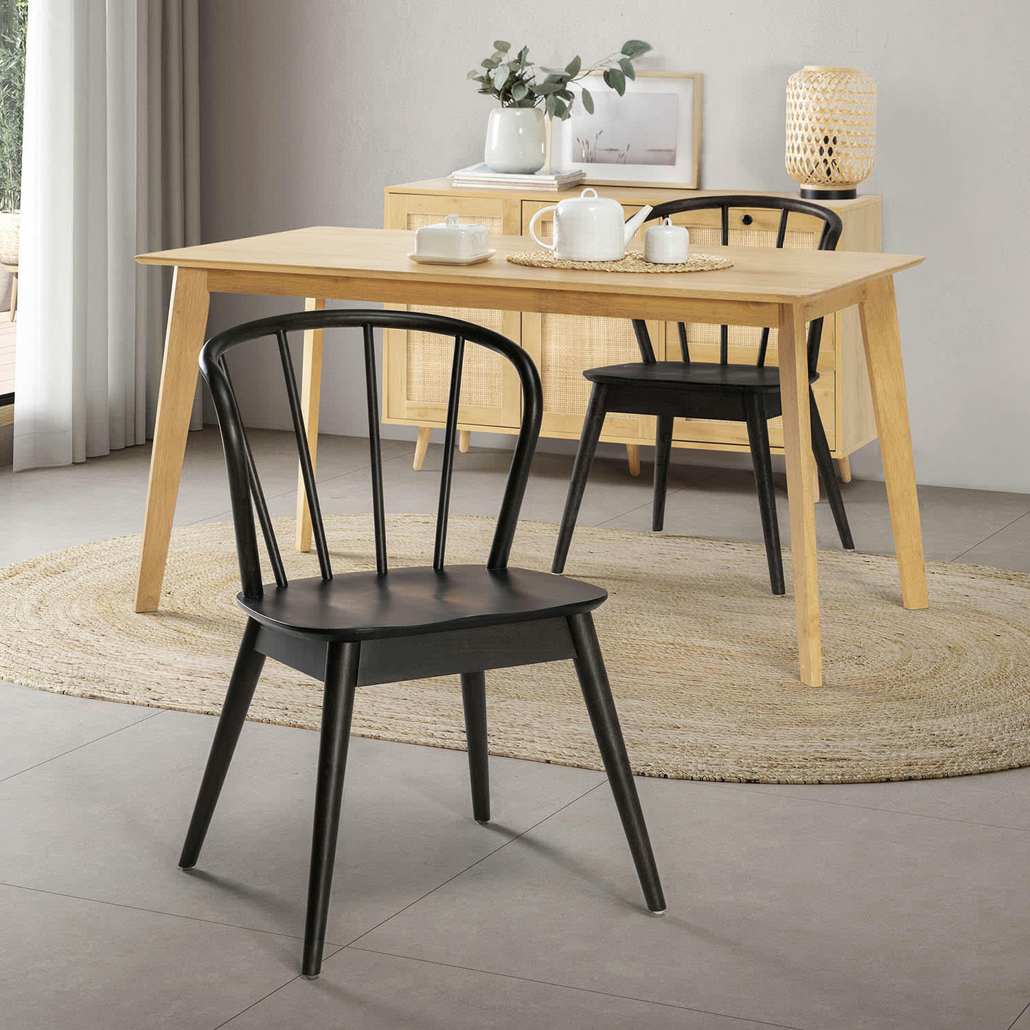 BRISA - Pack 2 chaises en bois coleur cappucino
