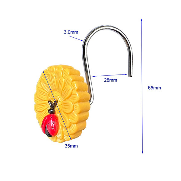 Lot de 12 crochets de rideau de douche en métal, anneaux de rideau, adaptés aux rideaux de douche, crochets décoratifs