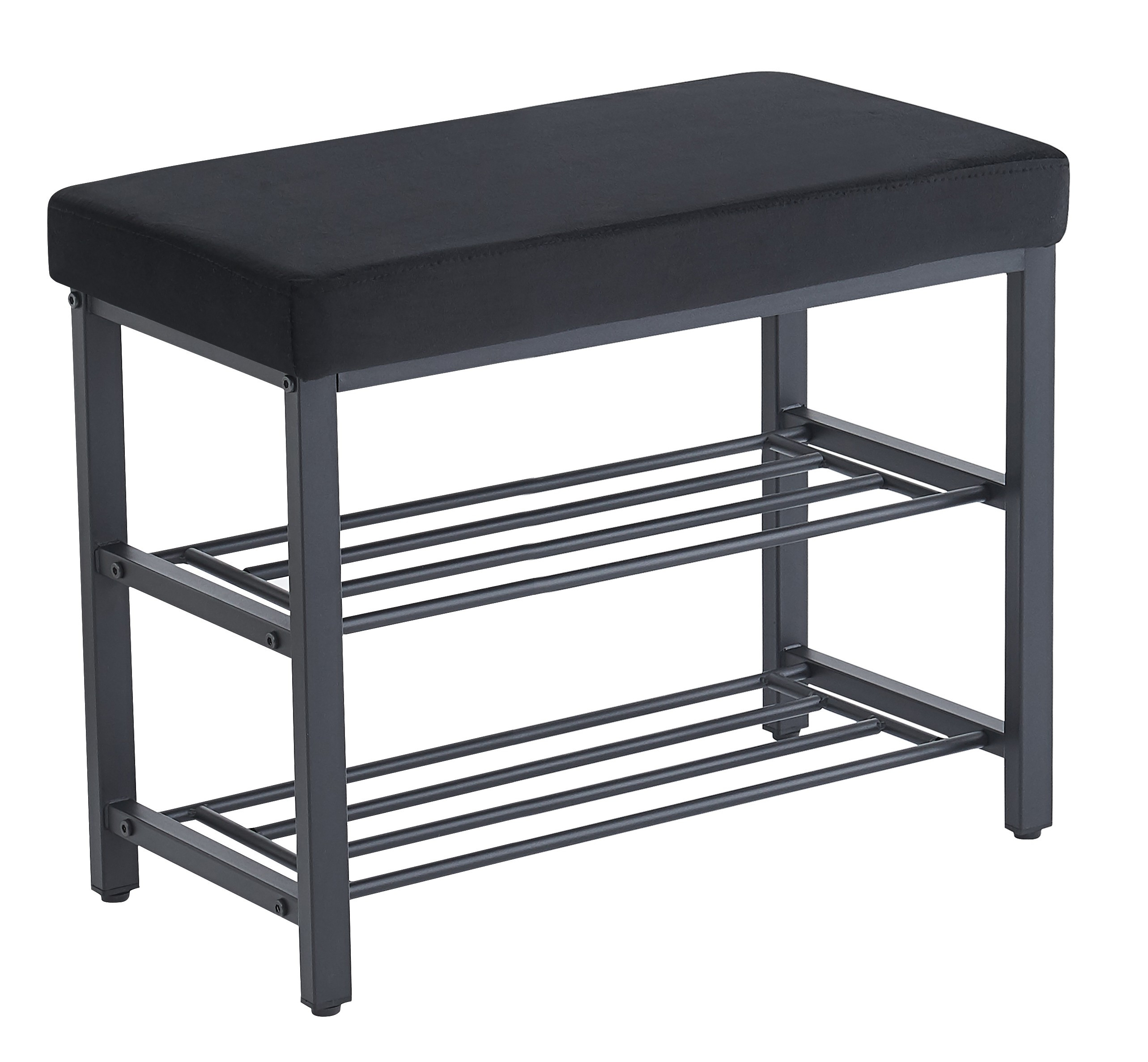 Szafka ławka półka na buty z siedziskiem tapicerowana ekoskóra czarny 60 cm