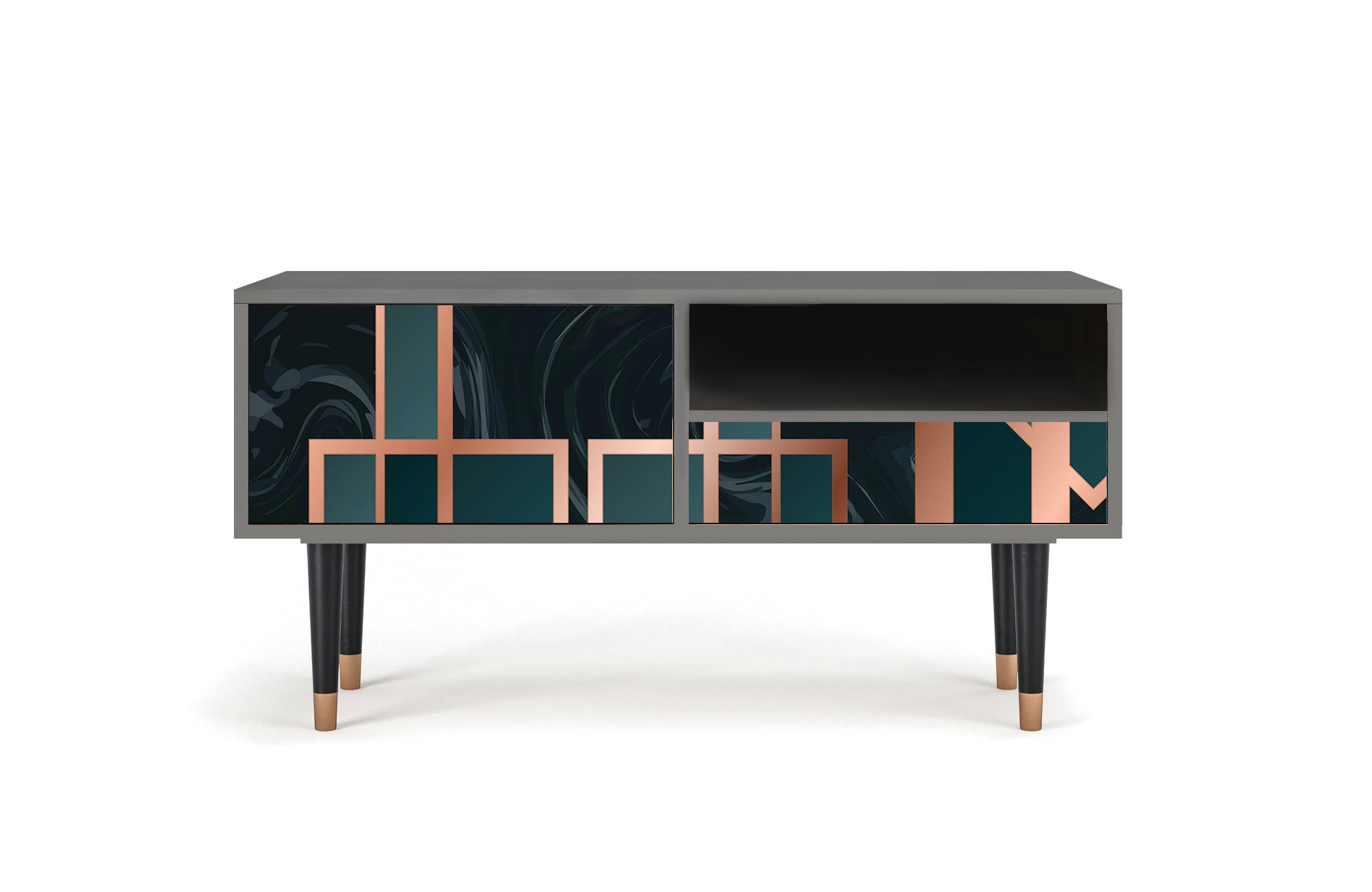 EMERALD METRO - Meuble TV  bleu-vert 1 tiroir et 1 porte L 115 cm