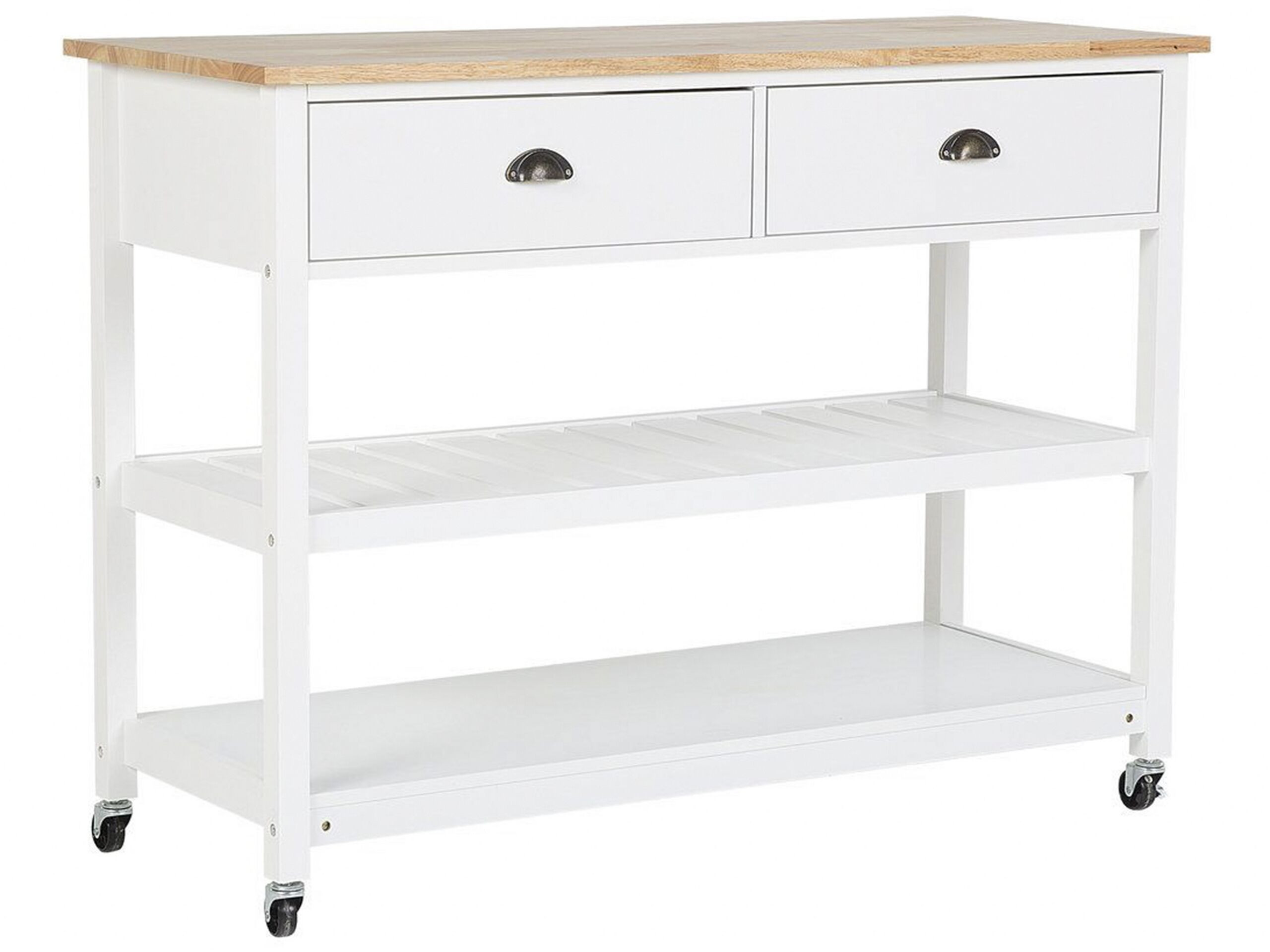 Wózek kuchenny biały na kółkach 2 szuflady