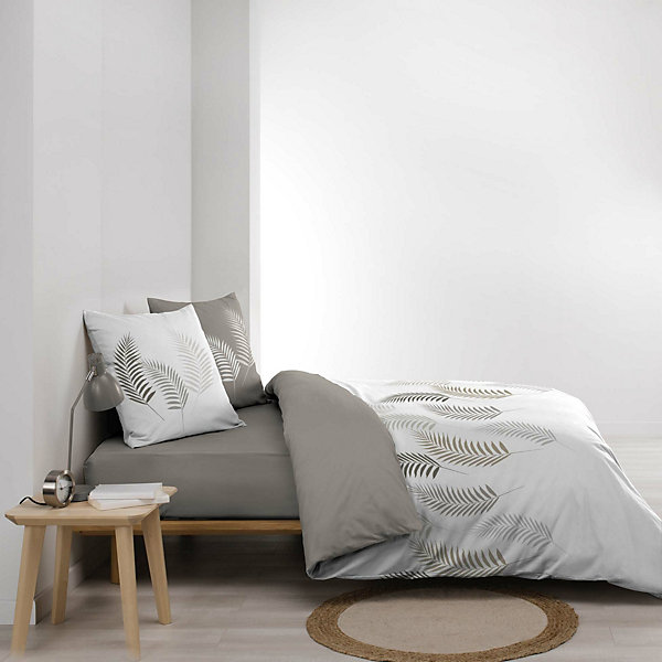 Housse de couette 220x240 cm   2 taies 100% coton Goyave
