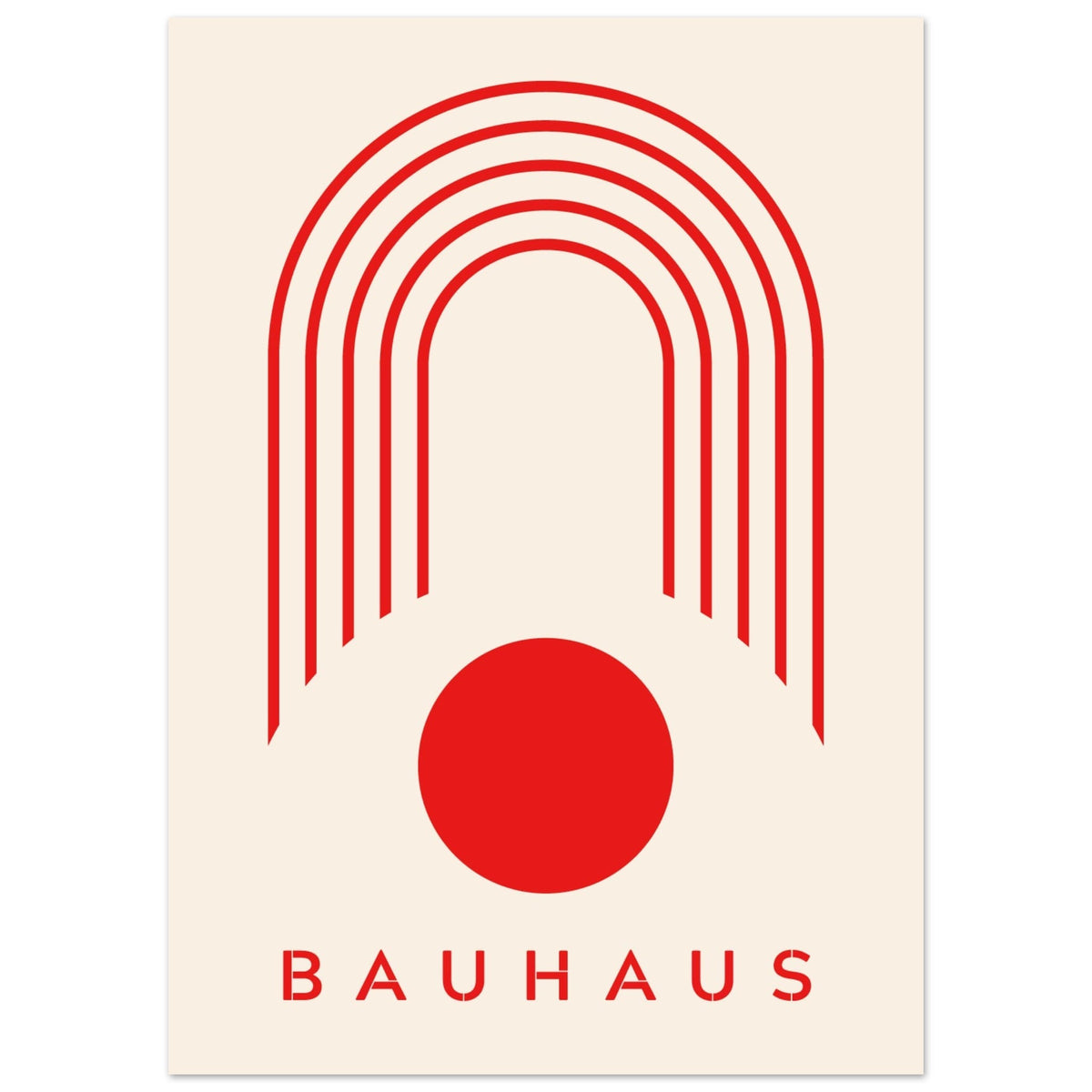 Artfulprints Poster Bauhaus - Red arches  - 50x70 cm - Rood