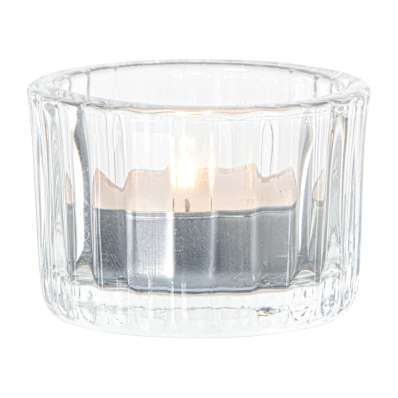 Waxinelichthouder ribbel - transparant - &Oslash;5.5x3.7 cm