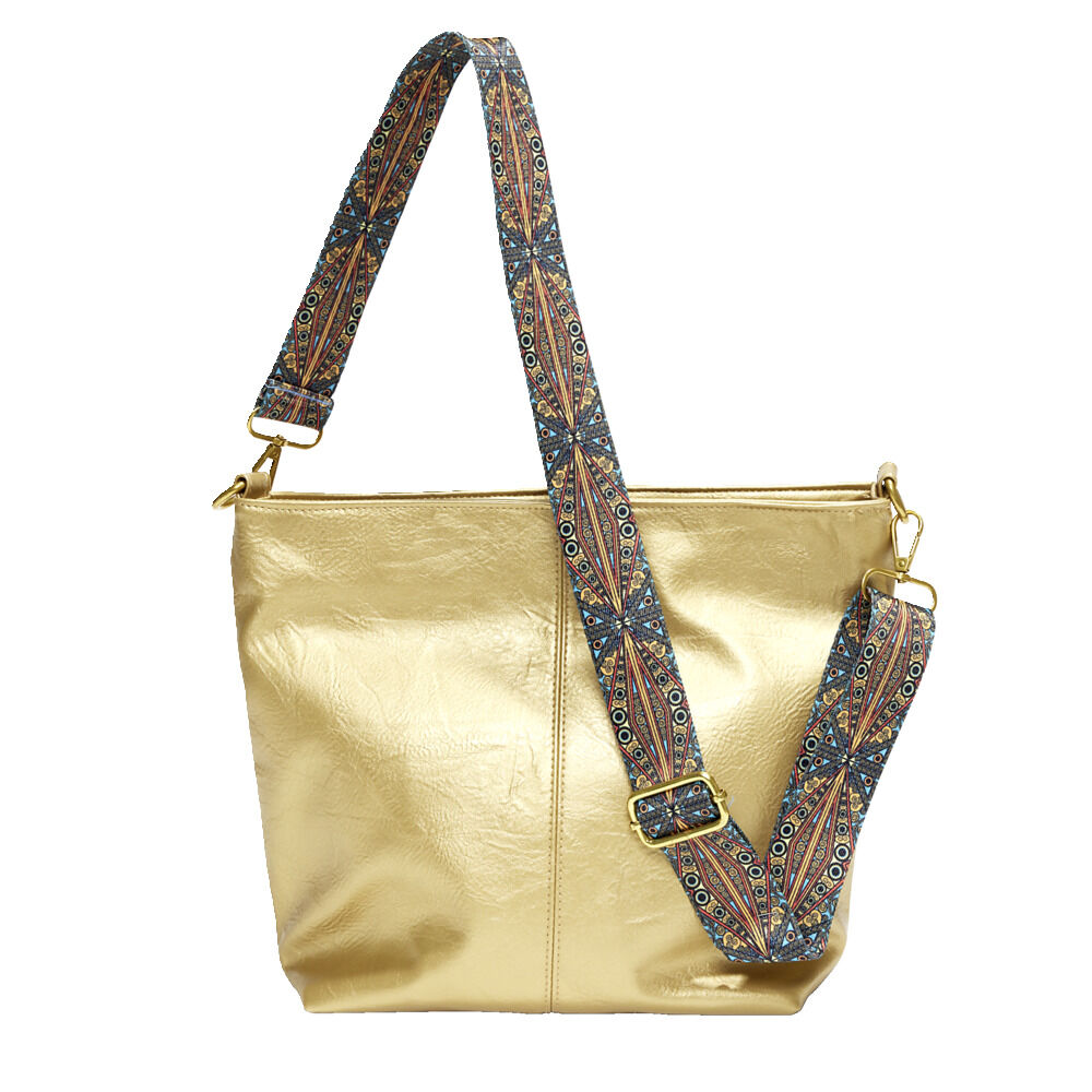 Sac à main femme fourre-tout anse ethnique amovible 32x10xH25cm - 3 modèles