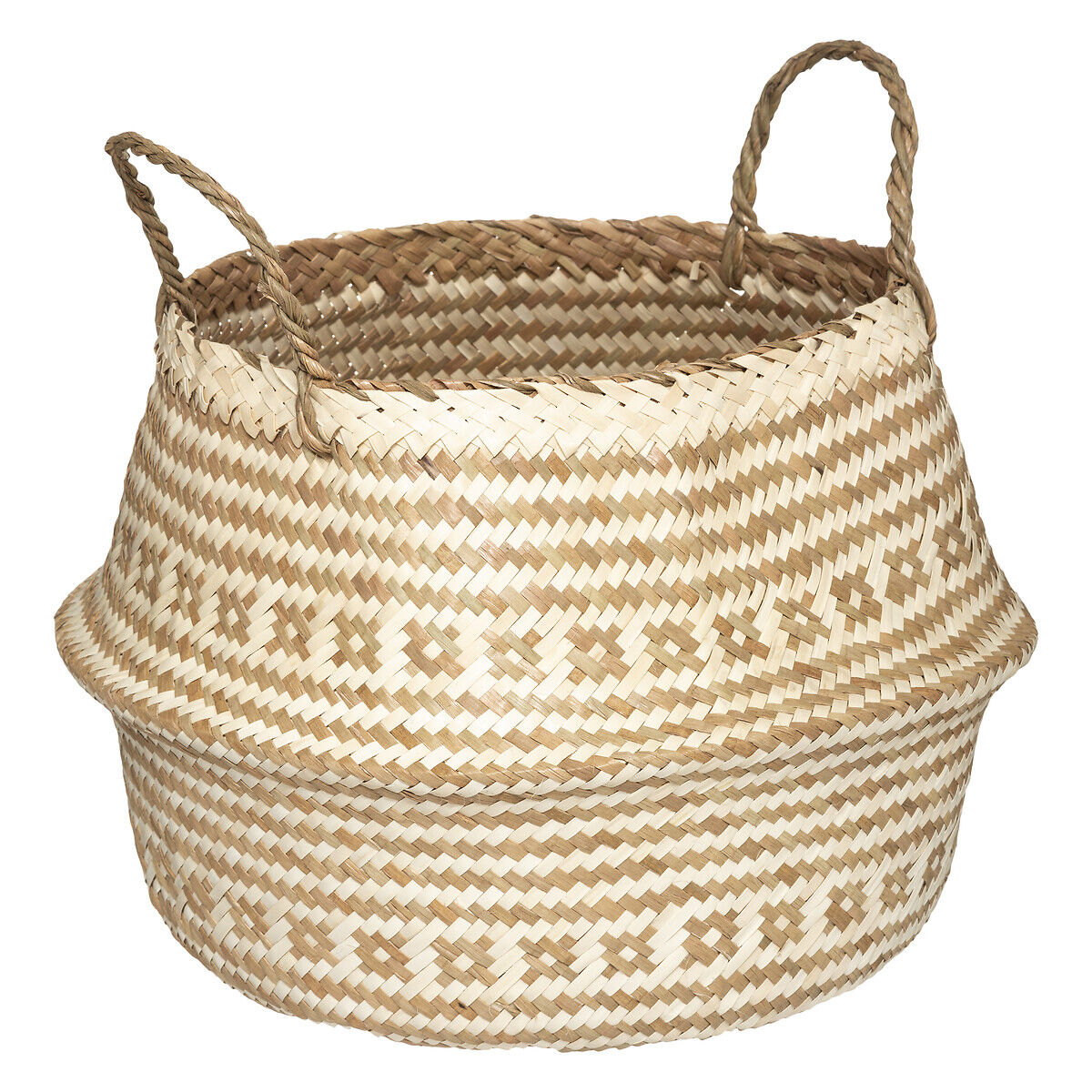 Cesto decorativo branco e bege 30x35cm