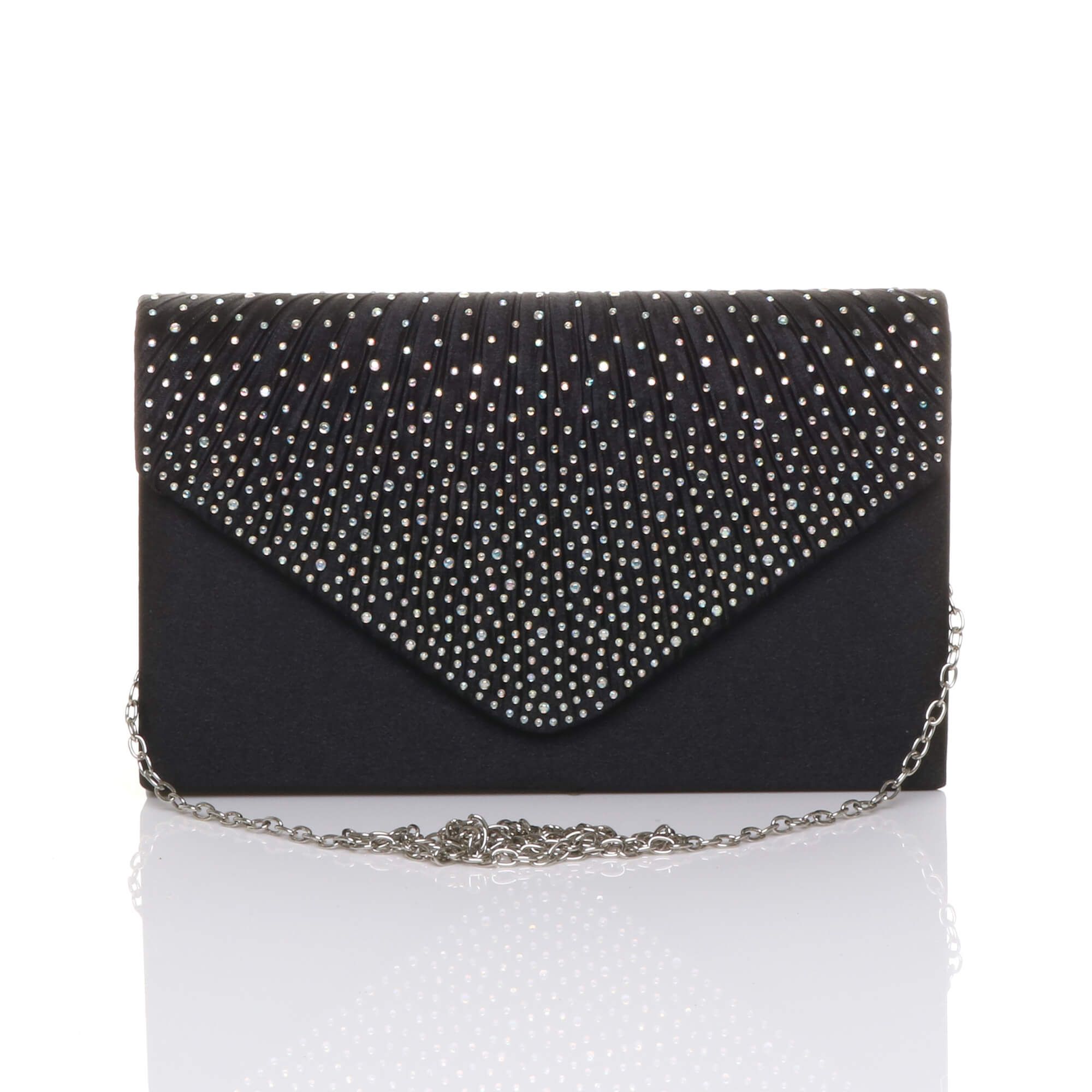 AJVANI Diamante Envelope Clutch Bag