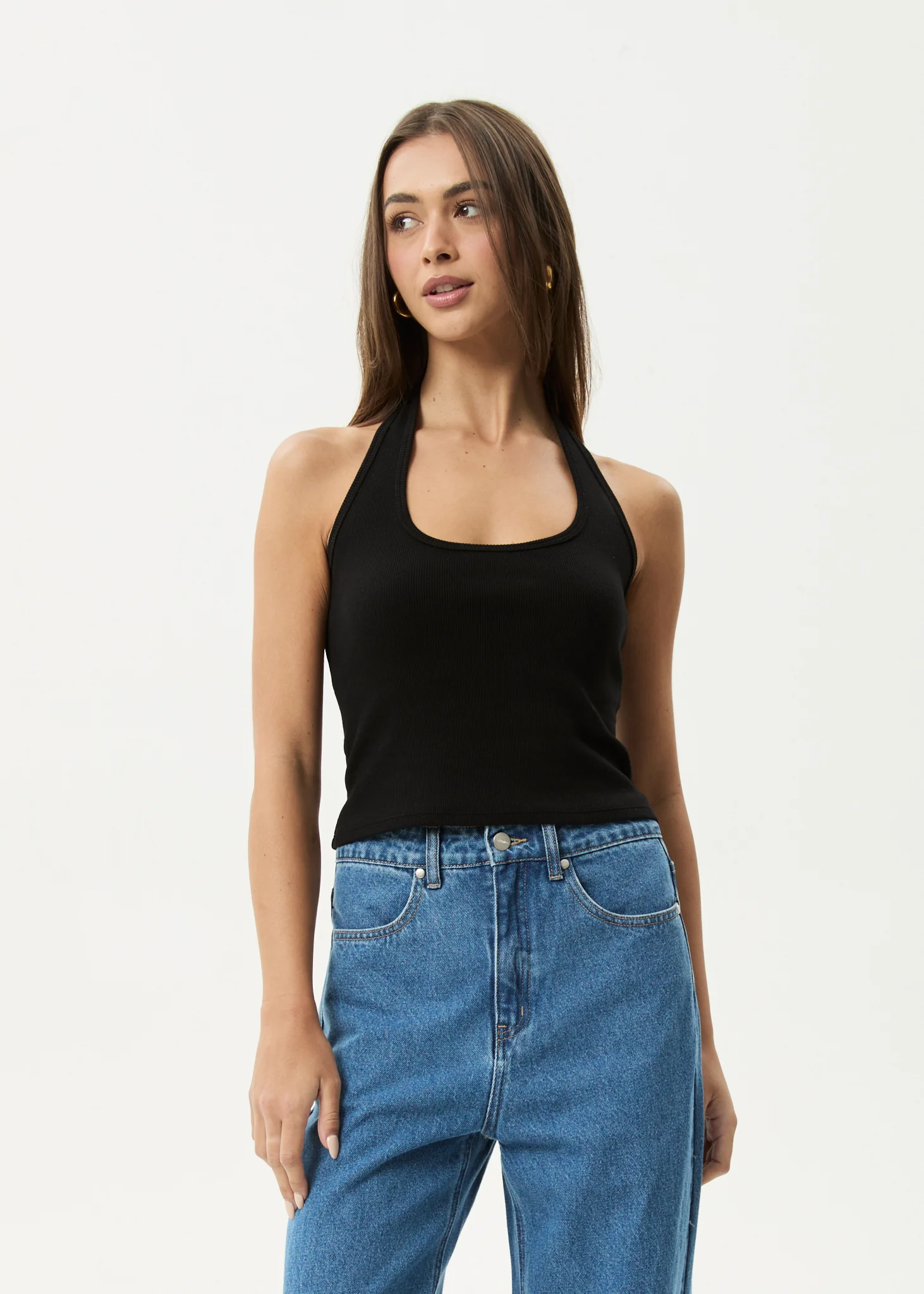AFENDS Womens Basis - Rib Halter - Black