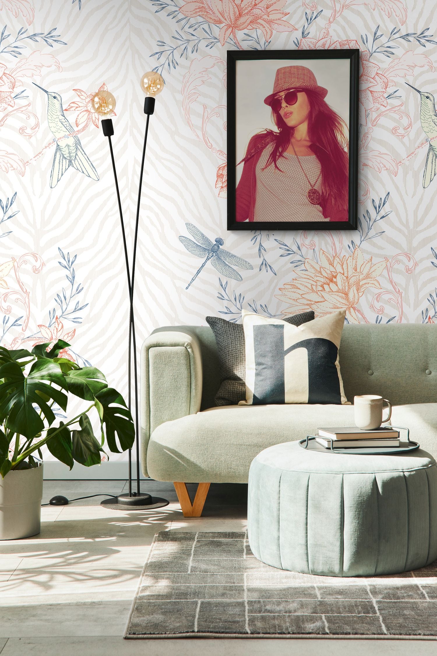Livingwalls fotobehang bloemen en vogels wit 159 x 280 cm AS-392011