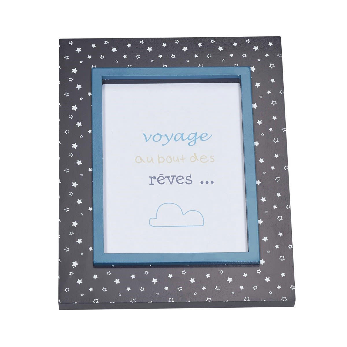 LAZARE - Cadre Photo Rectangle en MDF Bleu