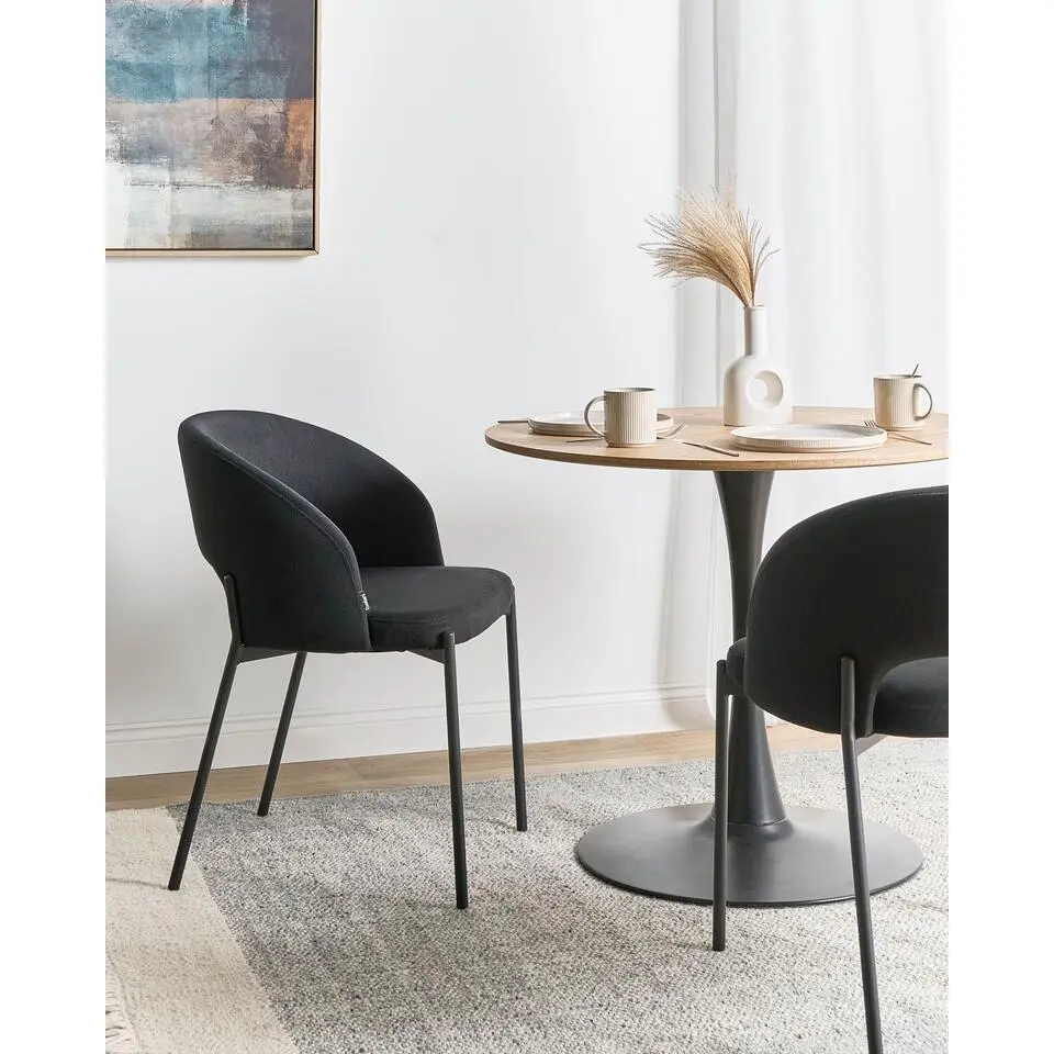 PENNY - Eetkamerstoel set van 2 - Zwart - Stof