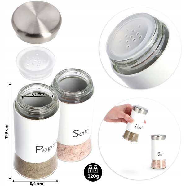 KADAX Przyprawniki do soli i pieprzu 150 ml, białe 2 szt.