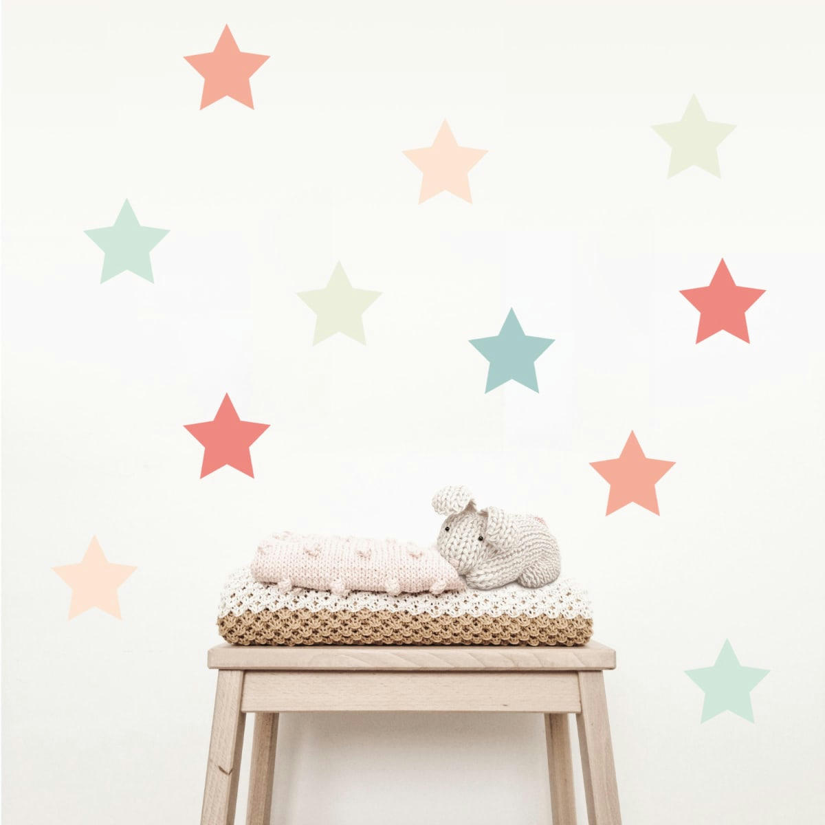 STARS1 - Stickers muraux en vinyle étoiles pêche et vert