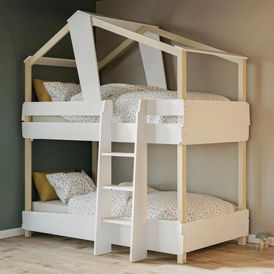 CALICOSY - Stapelbed TIMBER - Wit - 206x200x112,3 cm