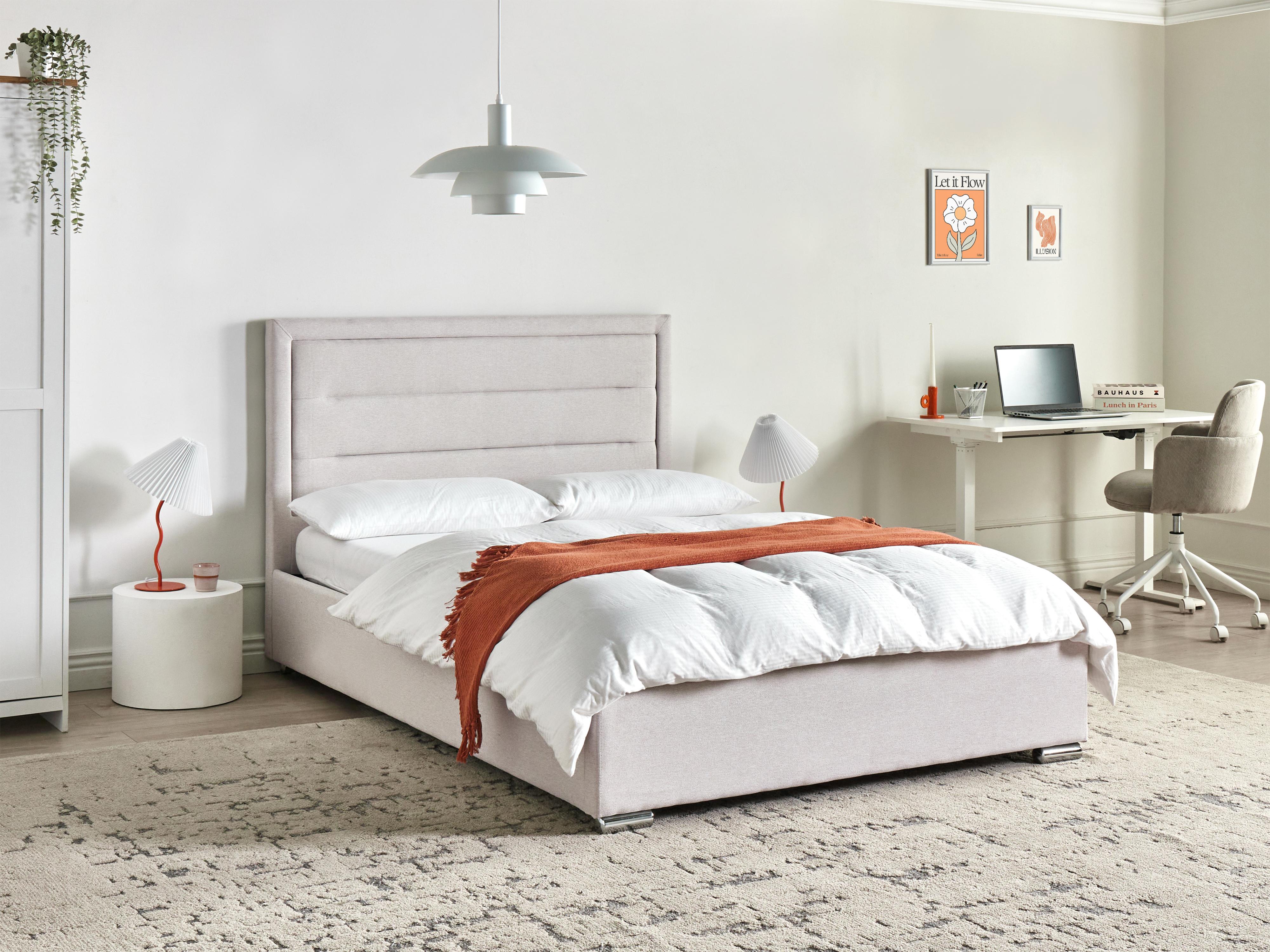 Ottoman Bed Fabric ROUEN 140 x 200 cm (EU Double) Light Beige