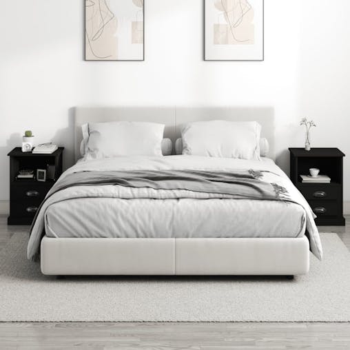 NNEVL Bedside Cabinets 2 pcs Black 43x36x60 cm