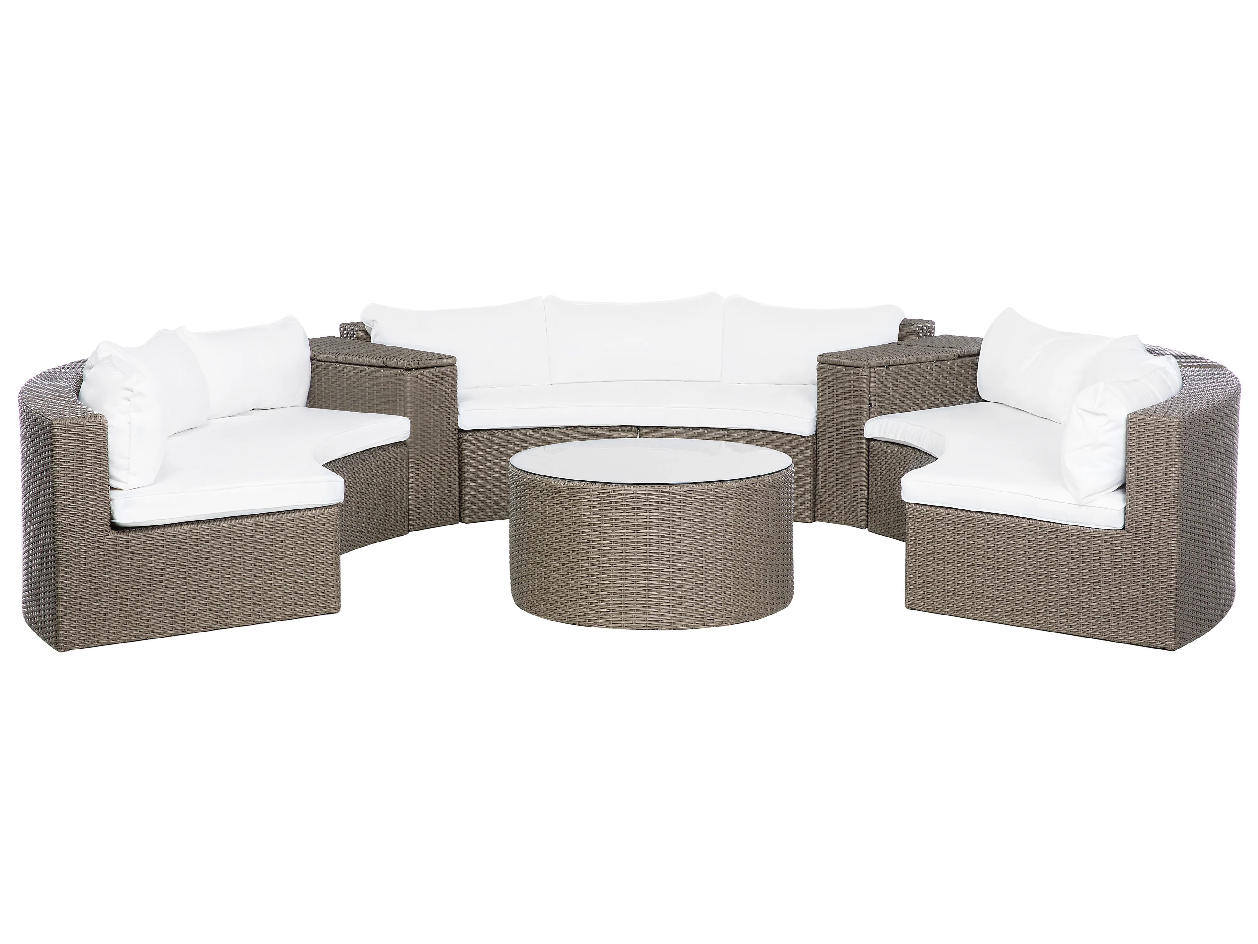 Garden Lounge Set with Table 9 Seater SEVERO PE Rattan Brown