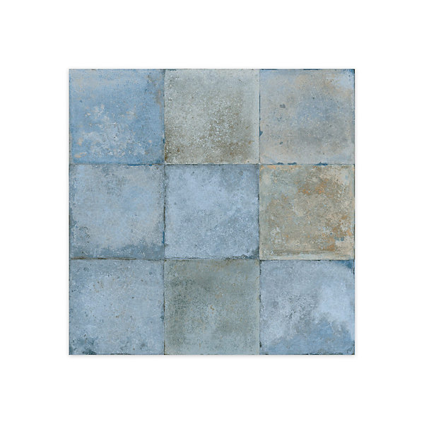 Carrelage Vintage effet Zellige Bleu 33x33x0,95 cm Orelia - Sol et mur intérieur (vendu par carton de 1,09 m²) - RO'MA CARRELAGE