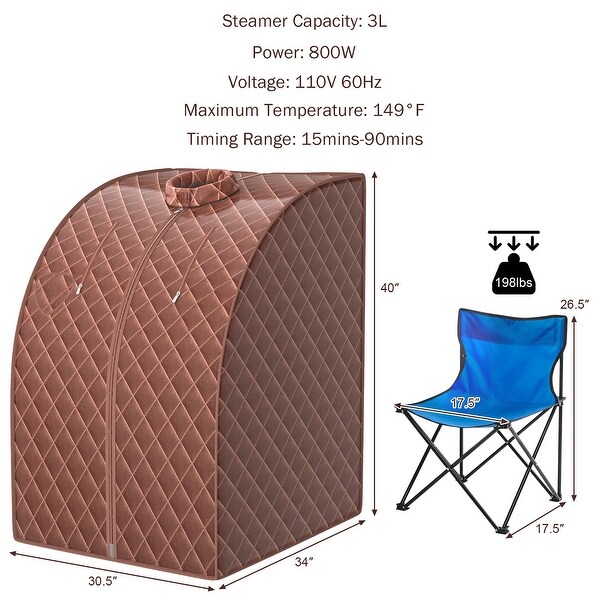 Costway Portable Steam Sauna w/ 9-gear Adjustable Temperature & Herbal