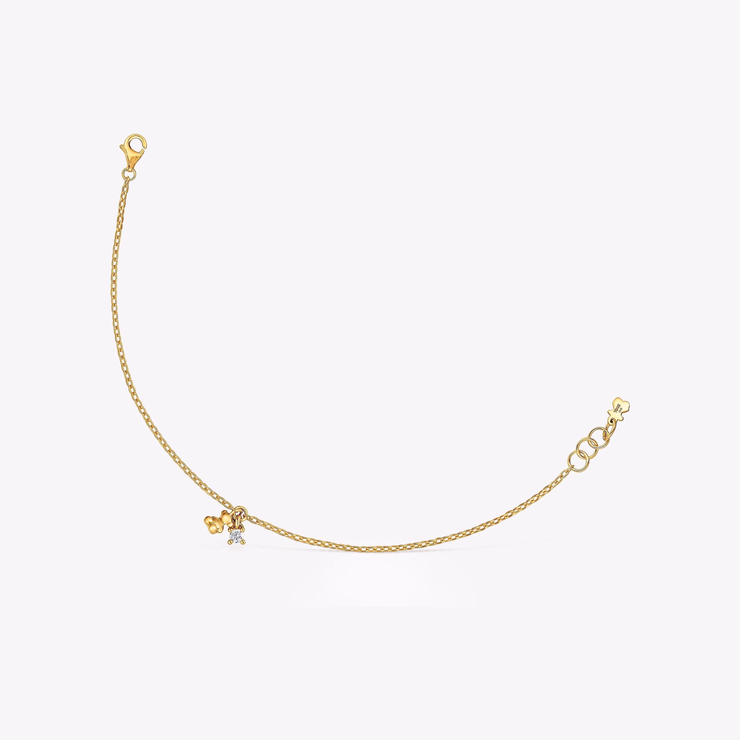 Pulsera cadena con baño de oro 18 kt sobre plata y diamante creado en laboratorio Bold Bear LGD