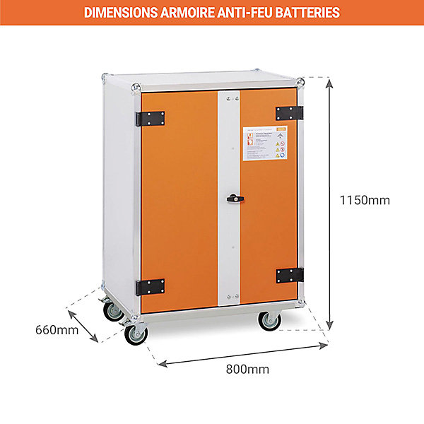 Armoire antifeu batteries - Avec roues - 11723
