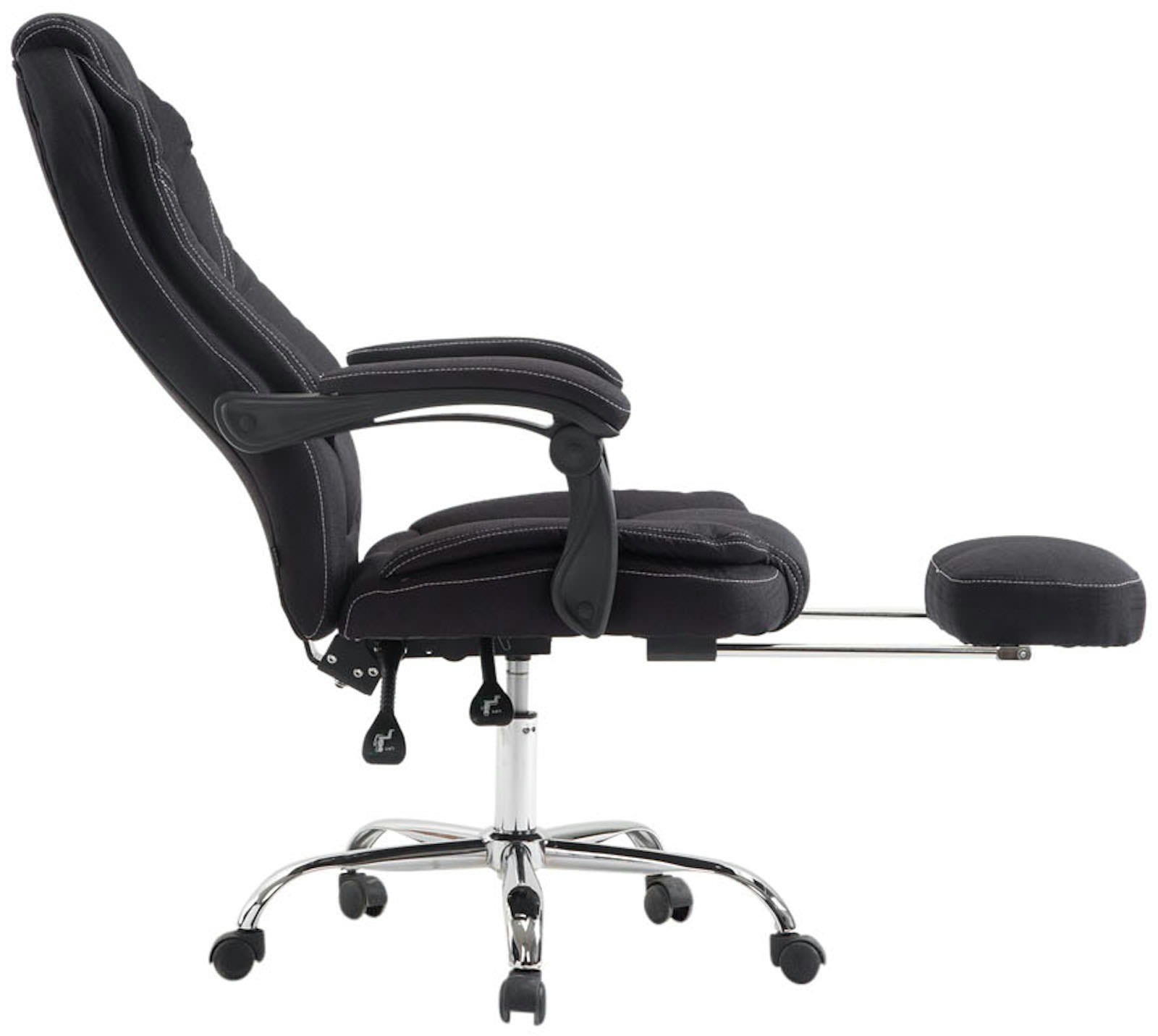 CASTLE - Chaise de bureau réglable pivotante en tissu Noir