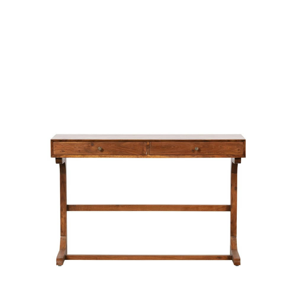 OLD SCHOOL - Bureau 2 tiroirs en bois marron