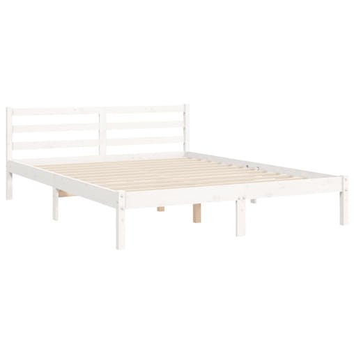 NNEVL Bed Frame with Headboard White 137x187 cm Double Solid Wood
