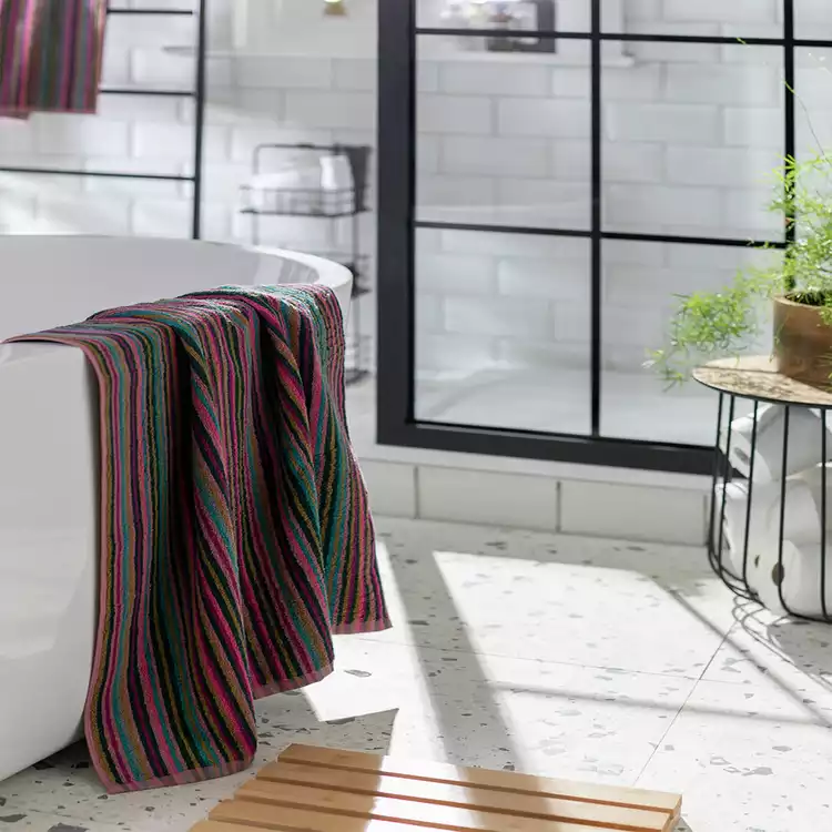 Habitat Cotton Skinny Bright Stripe Hand Towel-Multicoloured