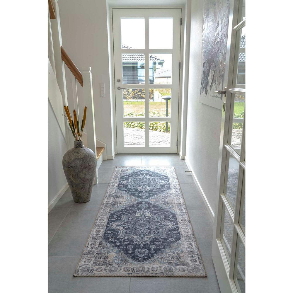 HAVANA - Tapis de couloir bleu 80x200cm