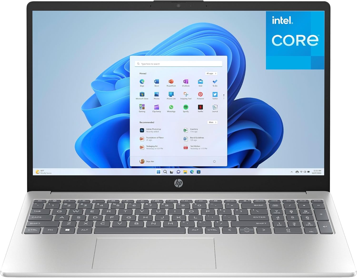 HP 15.6 inch Laptop Computer for Home Study  Intel Quad-Core Processor  16GB DDR4 RAM  512GB PCIe SSD  FHD  WiFi 6  Bluetooth 5.3  Numeric Keypad  HDMI  Type-C  Webcam  Natural Silver  Windows 11 Home