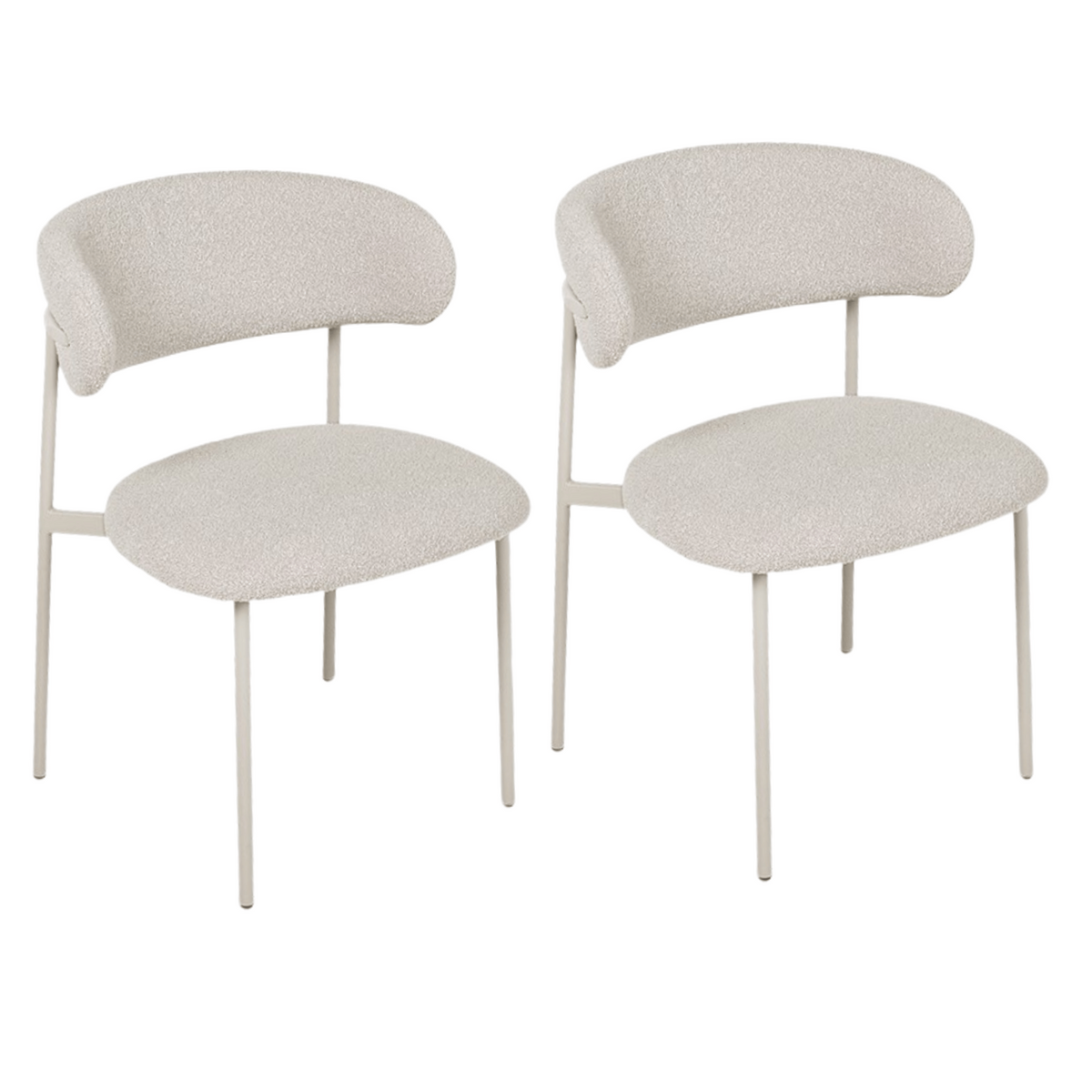 Furnhouse eetkamerstoel Diana - Beige - Stof (Bouclé) - Set van 2