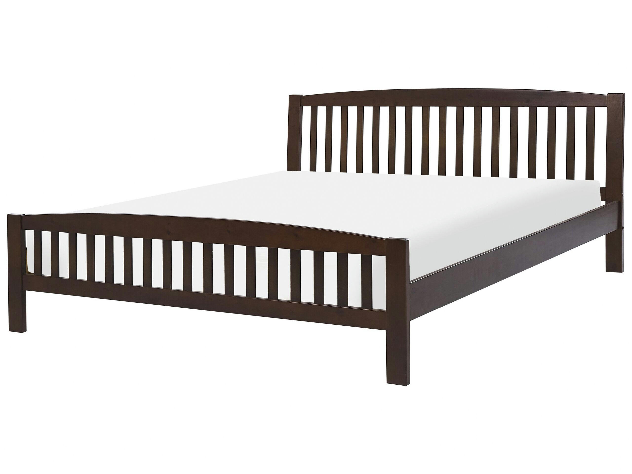 CASTRES - Lit double en bois solide bois foncé 180x200